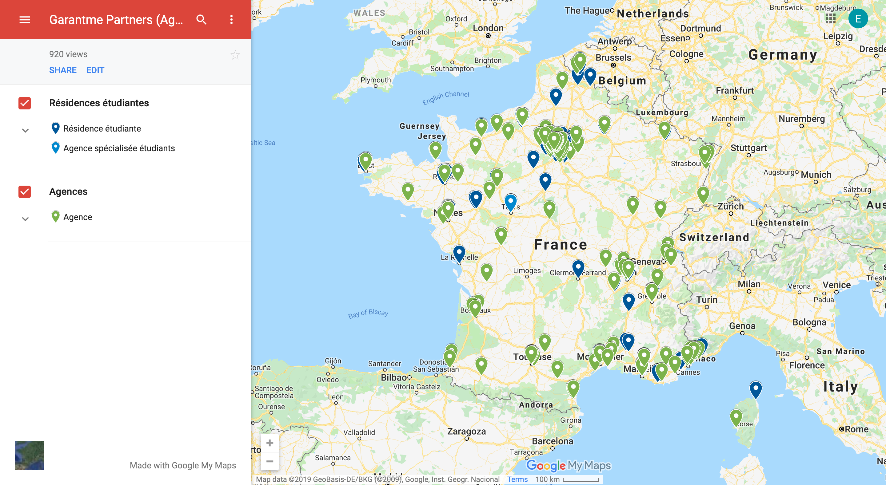 Carte de nos partenaires
